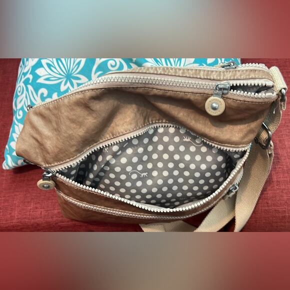 Kipling Adjustable Crossbody Purse Gold Casual Everyday Shoulder Bag Double Zip - Picture 10 of 12